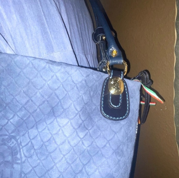 😍NWT Marino Orlandi Made in Italy Blue Suede Purse - Picture 3 of 15